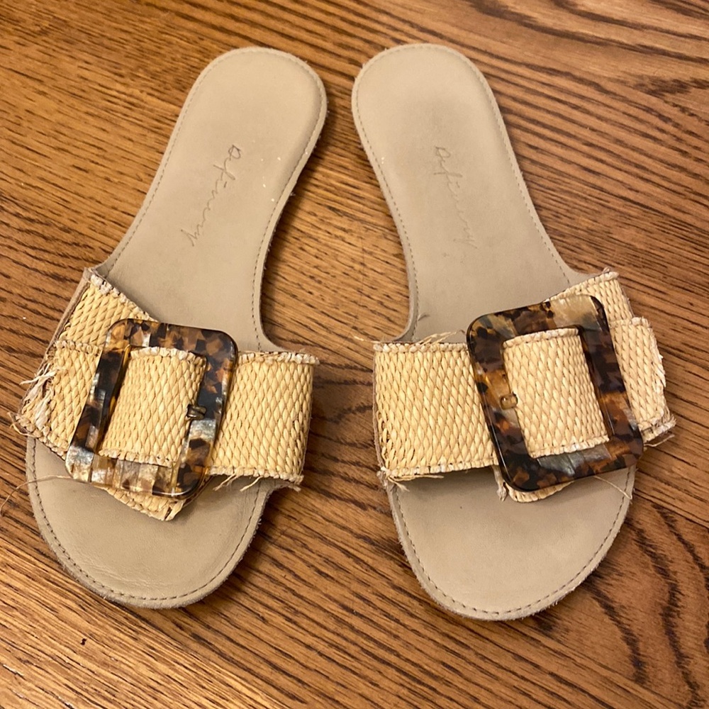 Definery loop buckle raffia sandals size 37